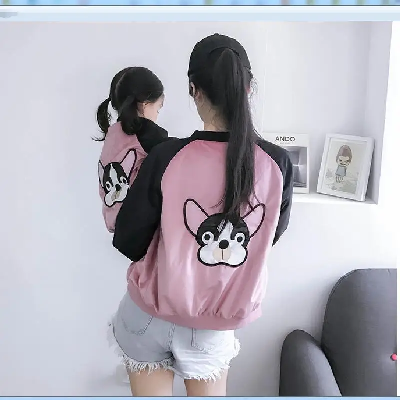 

Family matching outfits mother daughter dress cartoon dog jacket cartoon dog mother son baby clothes kids boys girls coat