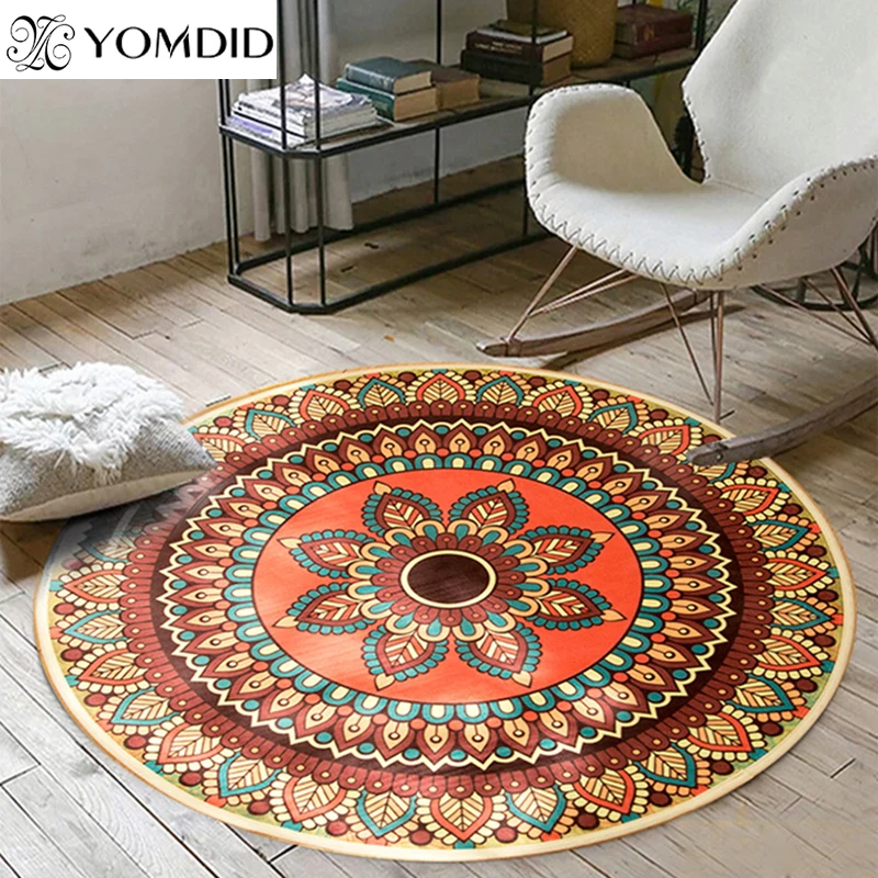 Bohemian Mandala Runde Teppiche Indien Stil Matte Teppich Fur