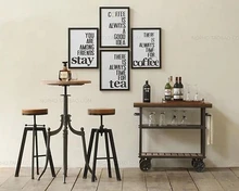 Upscale and elegant wrought iron tables and chairs Cafe Bar circular wood furniture pictures display props