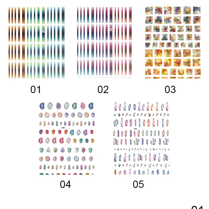 1 лист градиентные полосатые цветные линии 3D наклейки для дизайна ногтей клейкая наклейка DIY аксессуары для ногтей для украшения ногтей