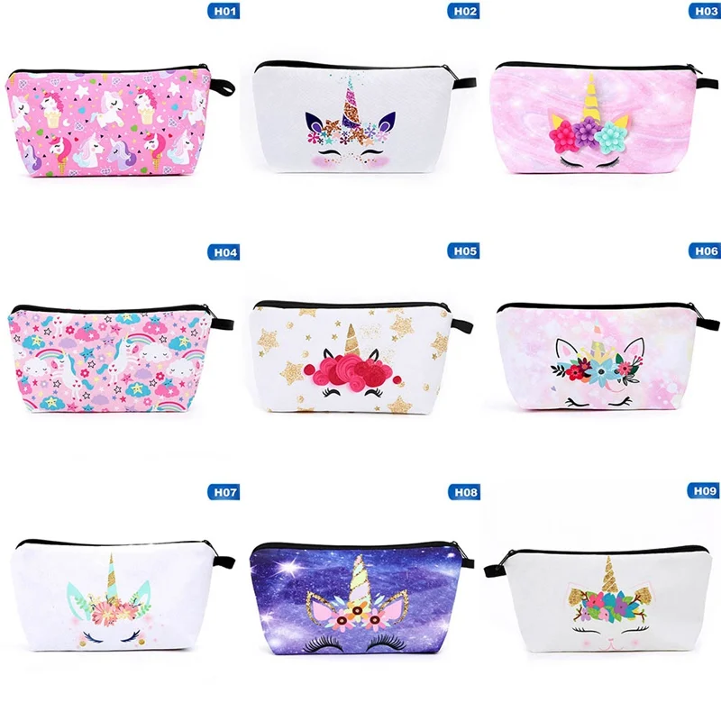 

9 Colors Printing Unicorn Cosmetic Bag Multicolor Pattern Cute Cosmetics Pouchs For Travel Ladies Pouch Women Makeup Bags