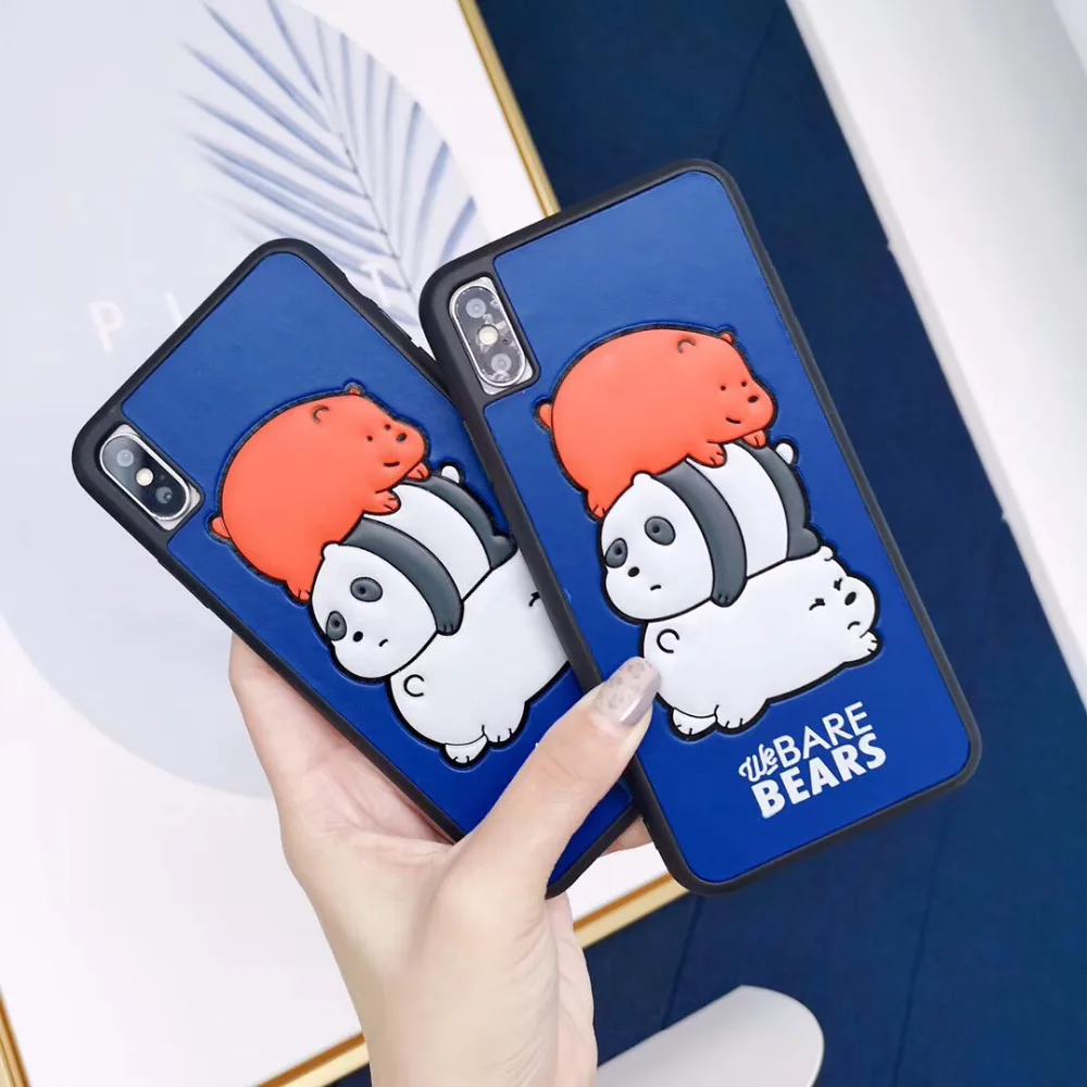 

maosenguoji luxury 3D funny Cortex cute cartoon bare bears Fashion Mobile Phone Case for iphone 6 6s 6plus 7 8 plus X XR XS MAX