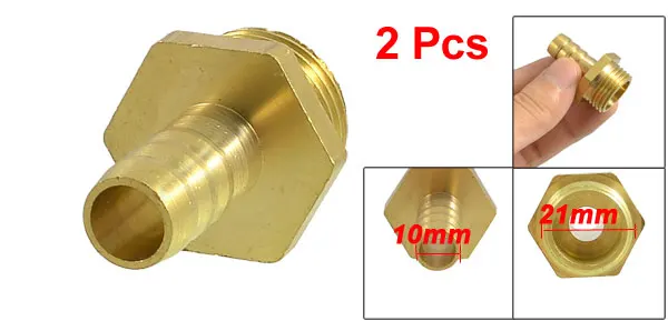 2 Pcs 1/2" PT Thread Barb Straight Coupling Brass Couplers for 10mm Tubing