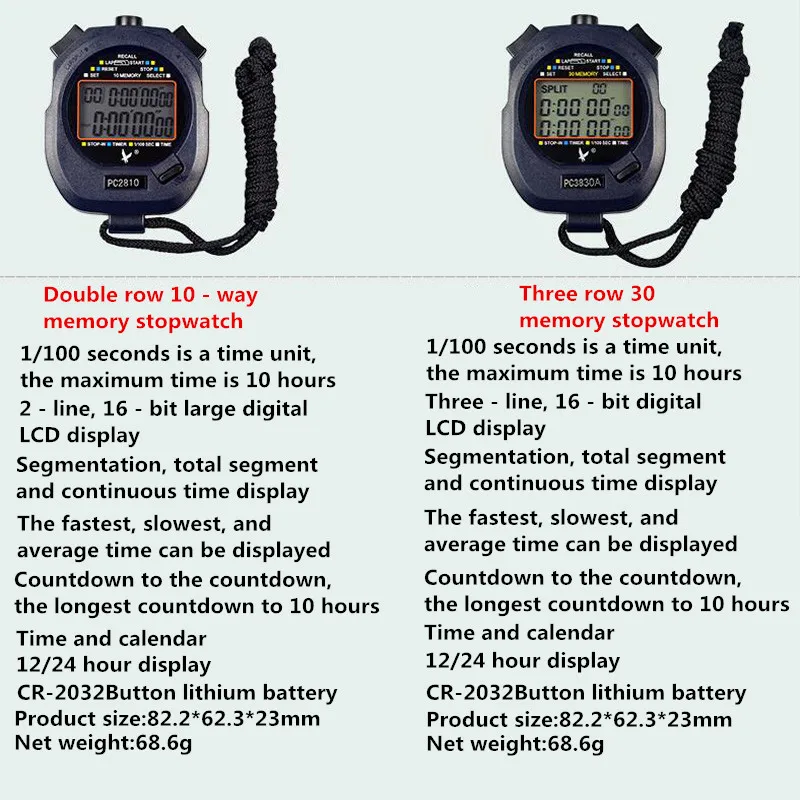 Секундомер Таймер PC2810 10 студент рефери Tianfu три ряда 60 трек и поле Бег электронные часы обратного отсчета