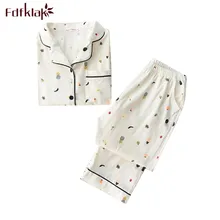 Fdfklak Новая женская пижама с принтом, комплект хлопковых пижам с длинными рукавами, женские весенне-осенние пижамы, костюм для сна, спортивный костюм