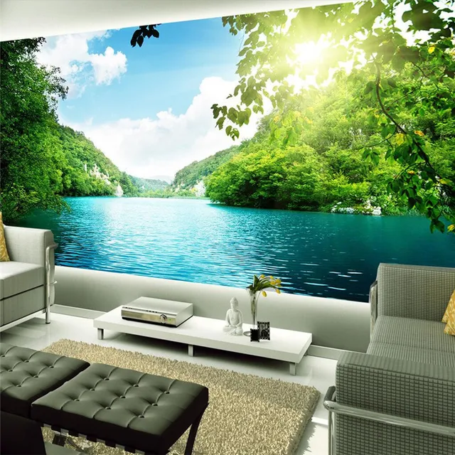 Beibehang Beibehan Decoration Wallpaper Living Room Bedroom Beibehang Beibehan Decoration Wallpaper Living Room Bedroom Landscape Lake Natural Office Modern Art Murals Papel Em