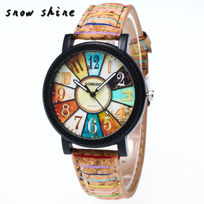 snowshine 10xin Harajuku Graffiti Pattern Leather Band Analog Quartz Vogue Wrist font b Watches b font