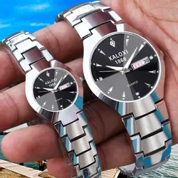 Пара часов двойной календарь мужские водостойкие кварцевые часы, светящиеся студенческие тенденции женские часы немеханические