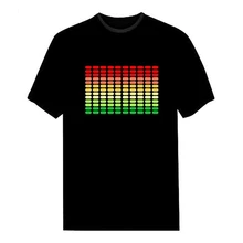 Мужская звуковая активированная светодиодная футболка светильник мигающий рок диско эквалайзер с коротким рукавом Led футболка XXL