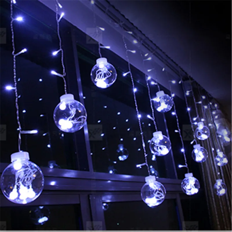

Waterproof LED 3x0.6m Bulb Lantern Curtain String Light Christmas Wedding Lamp Outdoor Home Garden Waterproof Garland Decor