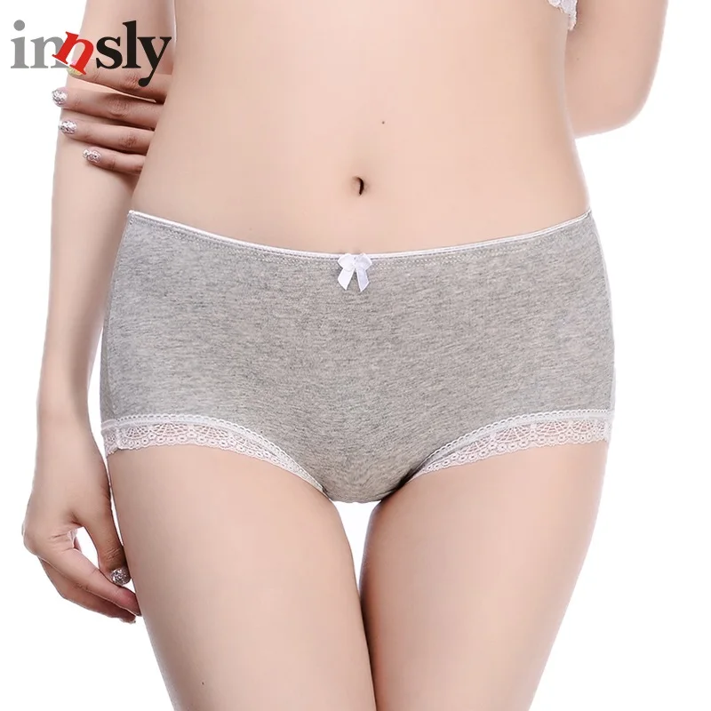 

Innsly panties women's pure color stretch women's boxer briefs comfortable breathable boxer panties lace side women boxer briefs