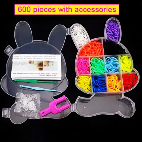 New Colourful Rubber Band Loom Making Kit S-Clips Y - Tool Hook & Bands Inc  ML