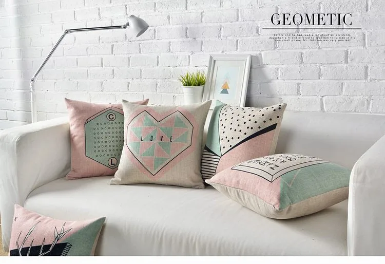 Simple England Nordic Geometric Pillow cushions deer lumbar waist pillow linen pillowcase sofa cushion home decorative Pillows