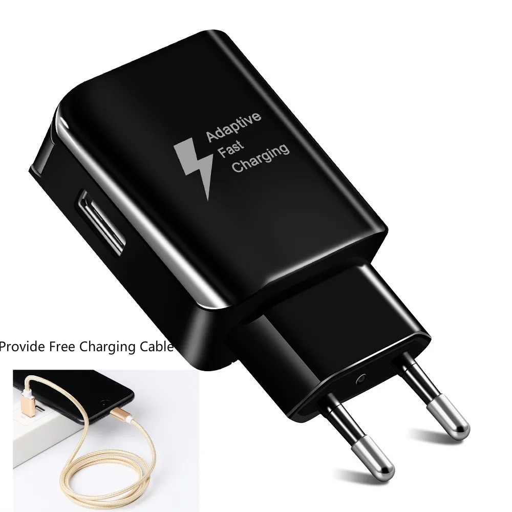 

USB Phone Charger EU US type Fast Charger QC2.0 with Free Cables compatible for iphone samsung huawei xiaommi wall Charger