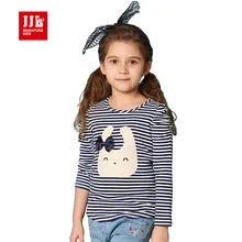 Bébé filles vêtements filles de bande dessinée imprimer manches longues t shirt enfants de vêtements rayé t-shirt 2016 marque enfants tops 4-11y