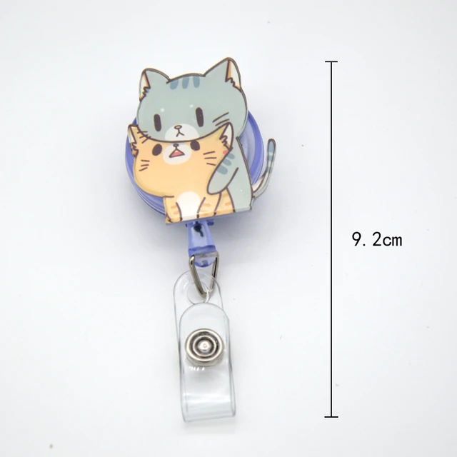 1 pcs Cute Cartoon Mini fashion Retractable Badge Reel cat Lanyards ID Name  Card Badge Holder