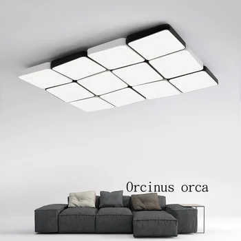 

Nordic modern black and white block ceiling lamp living room bedroom creative super thin rectangular LED ceiling lamp