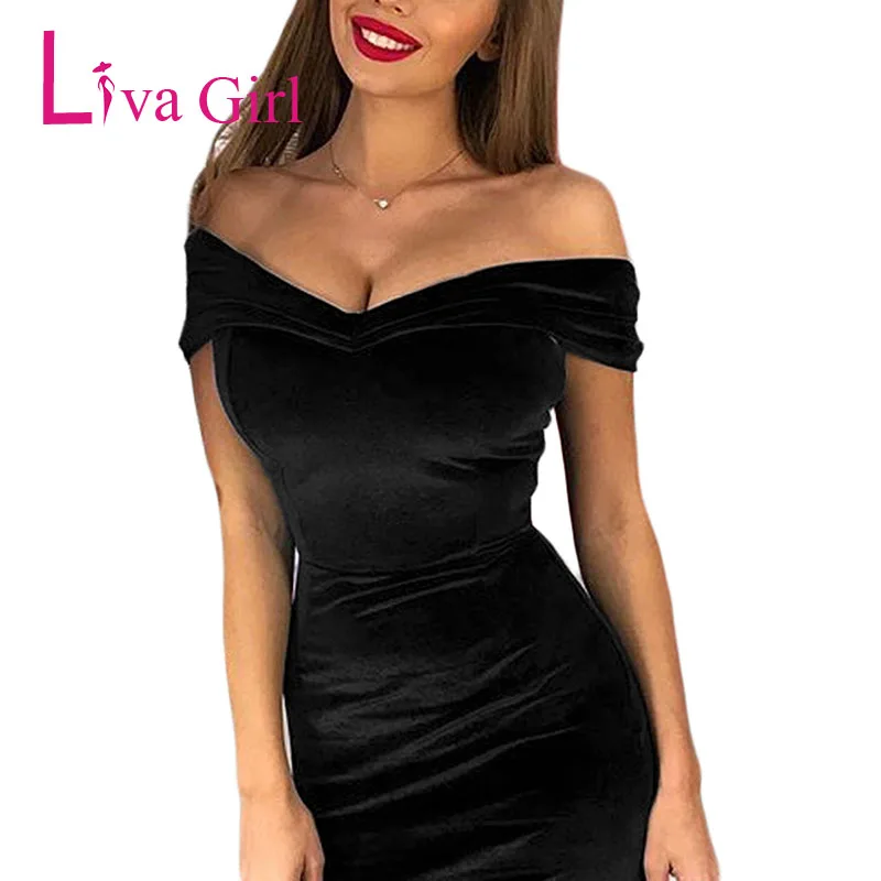 Black-Off-Shoulder-Ruched-Velvet-Party-Dress-LC610980-2-2