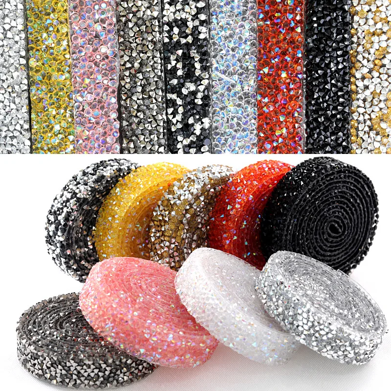

1 Yard 1cm-3cm Hot Fix Rhinestones Trimming Colorful Resin Mesh Hotfix Strass Crystal Banding Applique for Wedding Dress B1130