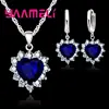 Trendy 925 Sterling Silver Jewelry Set for Women Heart CZ Stone Charm Pendants Necklaces Earrings LOVE Anniversary Gift ► Photo 1/6