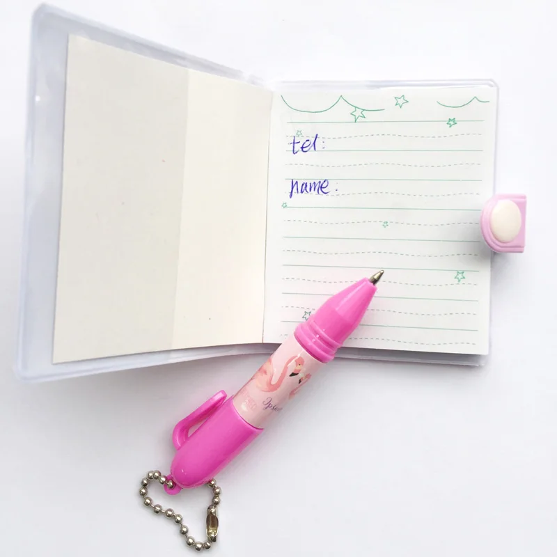 Свежий Фламинго мини-блокнот+ Шариковая ручка портативный блокнот Канцелярский набор школьные канцелярские принадлежности для студентов