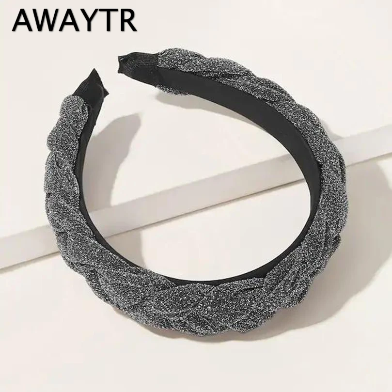 AWAYTR Новая модная однотонная плетеная Мягкая повязка на голову для женщин, женская повязка на голову, головной убор для девочек, аксессуары для волос