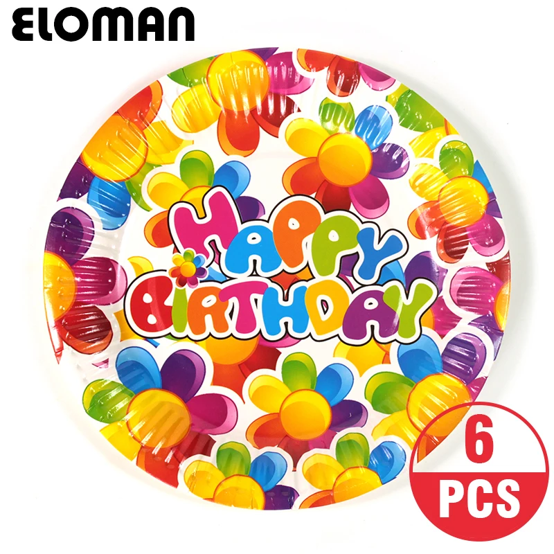 Buy 6PCS 7inch colorful flower diposable paper plates