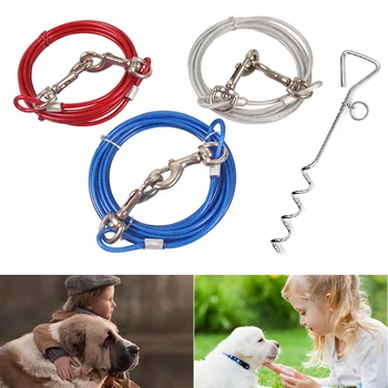

Pet Dog Tie Out Stake Cable Set Pet Leash Tether Spiral Tether for Yard Camping Outdoors RT99