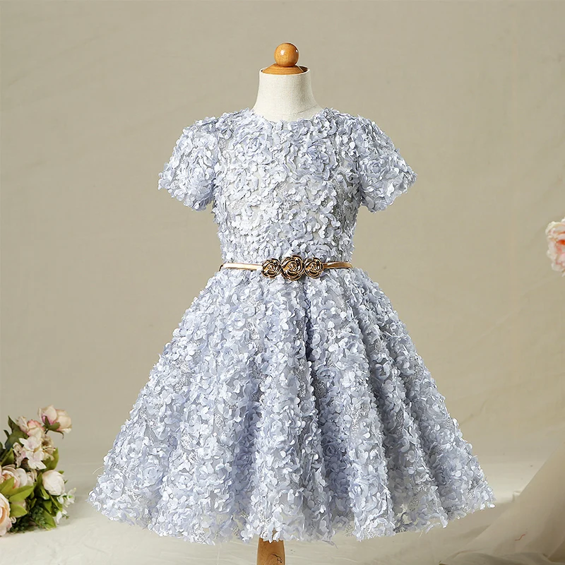 

3-10 Years Vintage Flower Girl Dresses For Weddings Ball Gown Appliques Princess Girls Dress Kids Girl Evening Summer Dress A38