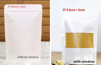 

100pcs/lot-9*14cm+3cm Small size Stand Up White Kraft Paper Zip Lock Bag Coffee Bean Tea Powder Food Party Gift Packaging Bags