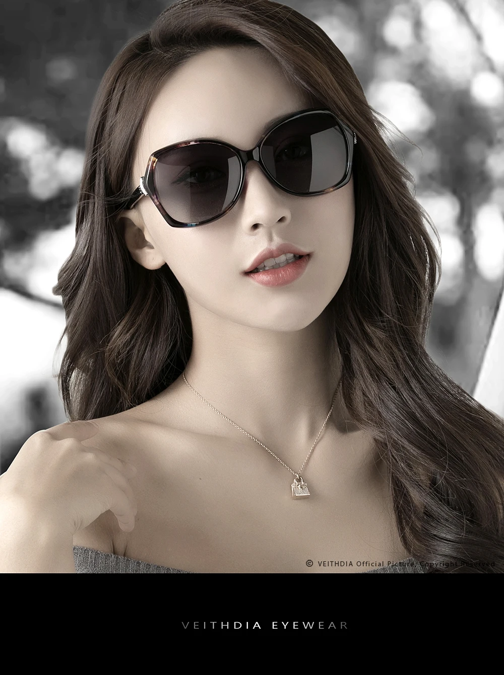 Женские солнцезащитные ретро-очки VEITHDIA, роскошные брендовые дизайнерские очки с кристаллами, поляризованные стекла, модель V3027