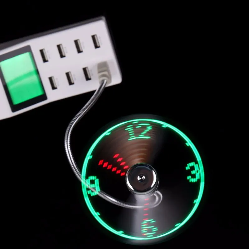 Adjustable Mini USB Fan gadgets Flexible Gooseneck Clock For Suitable for laptop desktop PC Time Display Flashing LED | Электроника