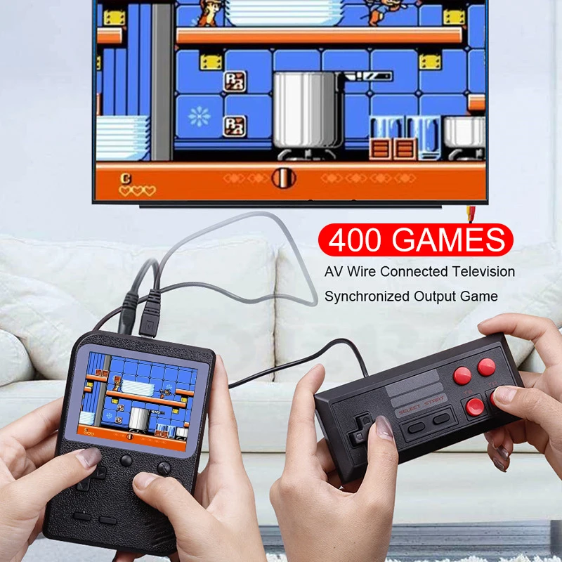 Мини-видео портативная игровая консоль ретро двойной плеер 3,0 дюймов lcd 8 бит портативная карманная консоль 400 игры на ТВ с геймпадом