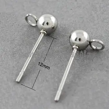 

Original Color 304 Stainless Steel Ball Post Ear Stud Components, 12mm, Pin: 0.8mm, Hole: 2mm
