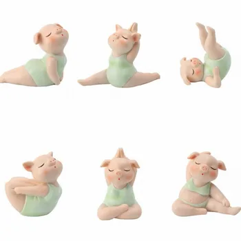 

6pieces pig Yoga statues home decoration Resin Animal Yoga Figurines Yoga Studio Decor unicorn resin home decor