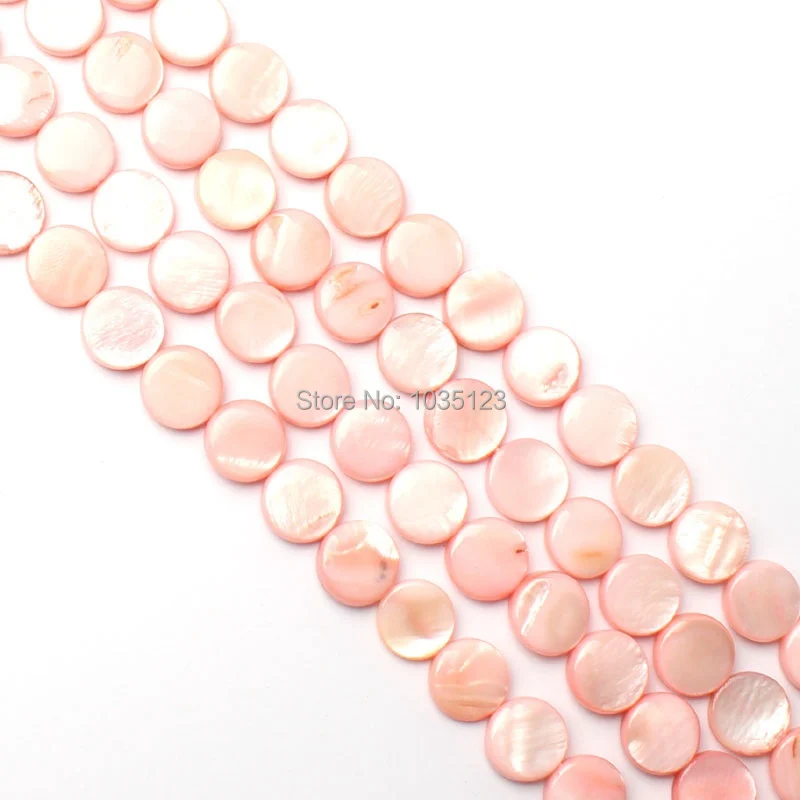 

Free Shipping AAA 11mm Pretty Natural Pink Shell MOP Coin Shape Loose Beads Strand 15" Jewellery Making w1452