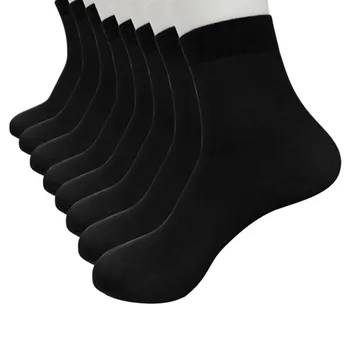 

1/4/8 Pairs Bamboo Fiber Ultra-thin Elastic Silky Short Silk Stockings Mens Socks Black White Solid socks men calcetines hombre