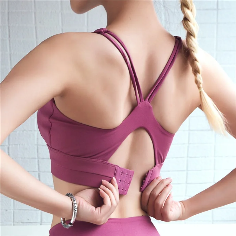 

SOISOU Women Bra Breathable Slim Fit Solid Brasier Mujer High Elasticity Quick Drying Underwear Workout Fitness Sexy Brassiere