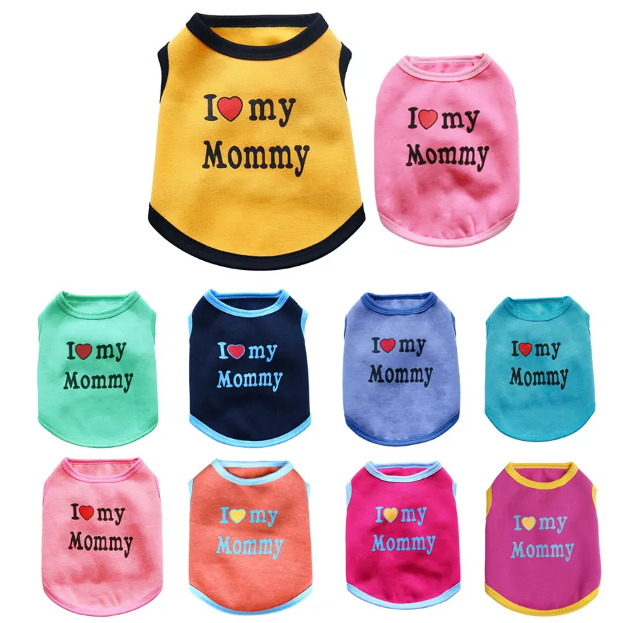 

5 Colors Dog Vest Fleece Autumn/Winter Pet Dog Coats Letter I Love Mommy Sleeveless Warm Dog Clothes Cat Matching Dog Clothes