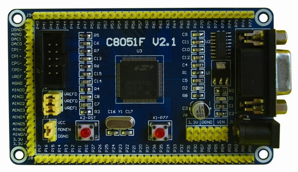 

free shipping C8051F120 development board / core board / board / minimum system board 12 bit AD/DA microcontroller