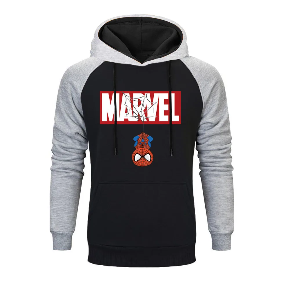2019 New Fashion MARVEL Raglan Hoodies Men Sweatshirts Spider-Man Printed Sweatshirt Marvel Superhero Costume Mens Hoodie