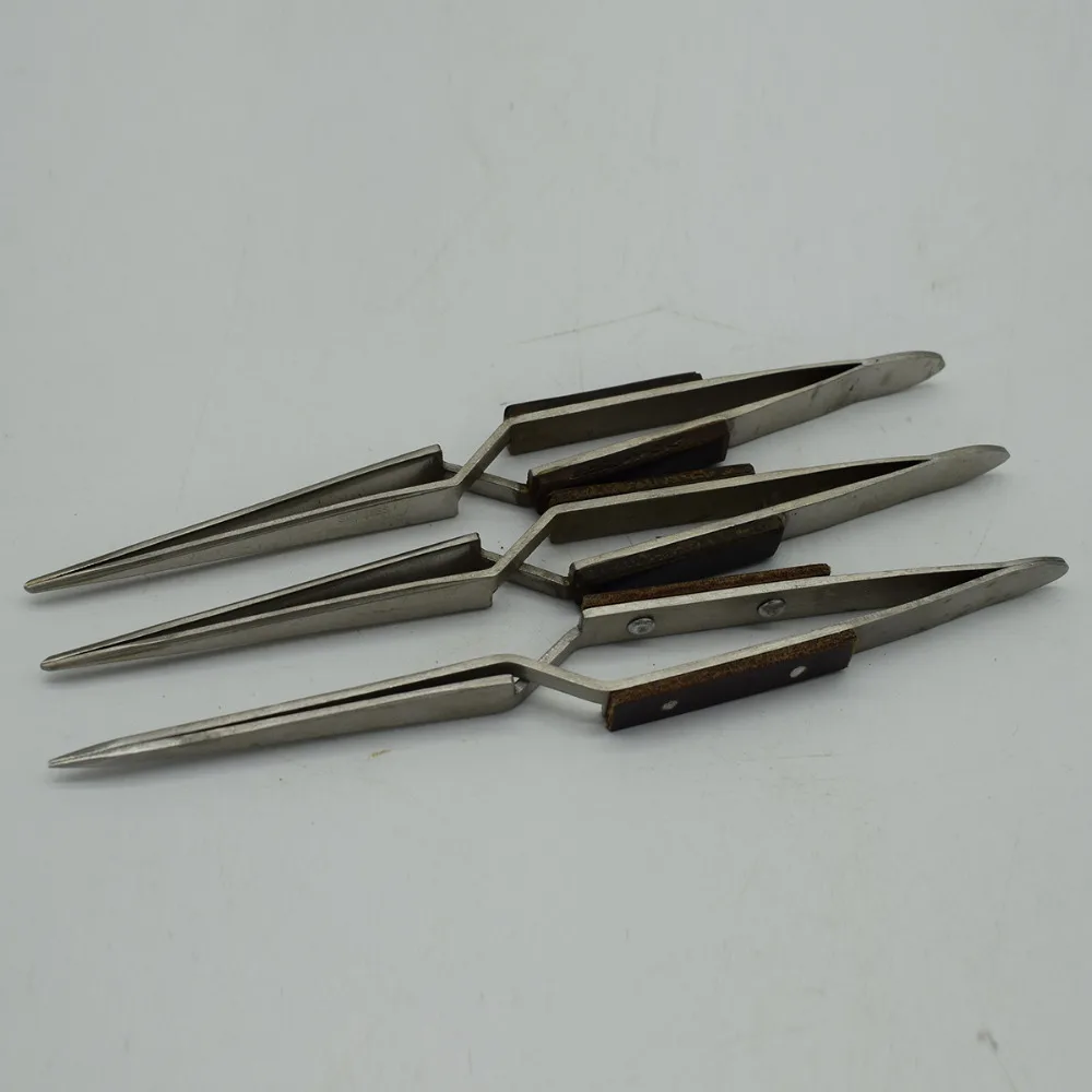 3Pcs Diamond Stone Jewelers Tools Holder Jewelry Tweezers Pick Up Tool 4 Prongs Claw Craft Fine Point Tip Straight Tweezer Locking Crafting