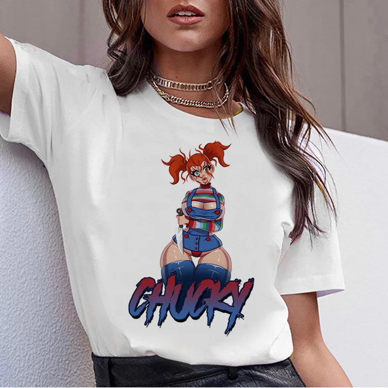 Chucky ужас высокое качество крутая женская новая футболка уличная ulzzang футболка модная женская новая футболка Топ