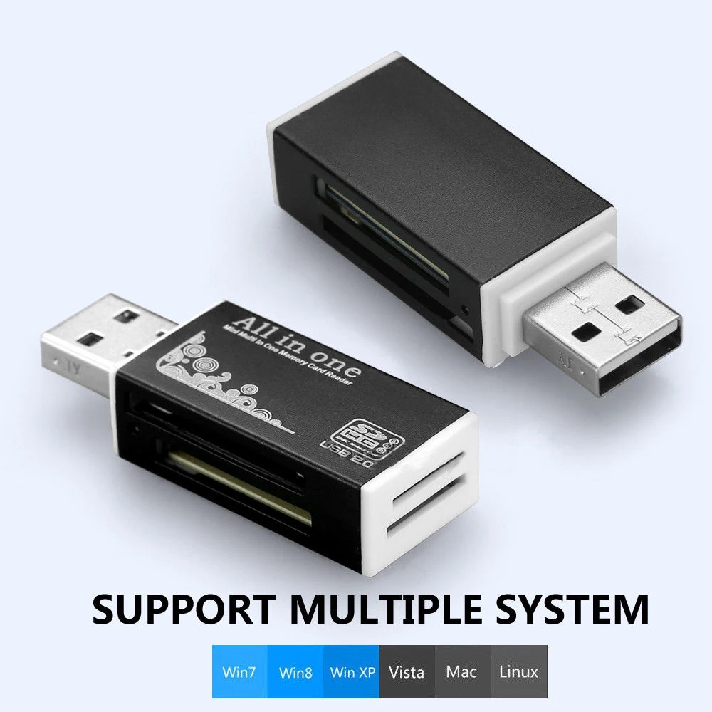 

New 4 in 1 Multifunctional Card Reader support Memory Stick Pro Duo Micro SD TF M2 MMC SDHC MS USB 2.0 High Speed Card Reader