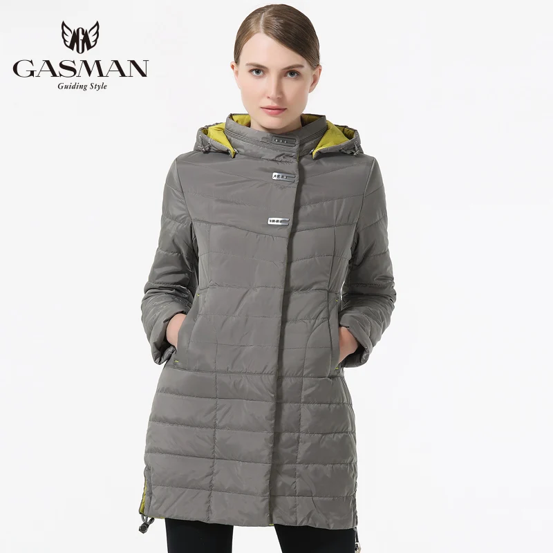 GASMAN 2018 Spring Autumn Coat and Jacket Women Medium Length Outwear Coat Womens Fashion Hooded Thin Cotton Jacket Brand Female