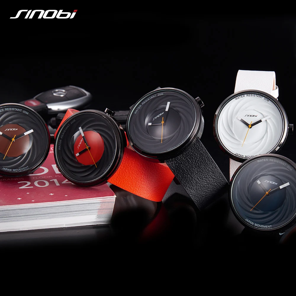 Sinobi модные женские часы с большим циферблатом, новинка, креативный дизайн, высокое качество, кожаный ремешок, белые часы, повседневные часы, relojes para mujer