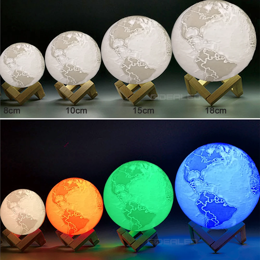

Rechargeable 3D Print Moon Lamp With control 16 Color and touch control LED Night Light Bedroom Bookcase Decor Creative Gift