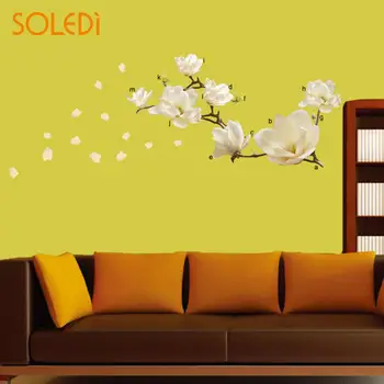

Wall Stickers Removeable Waterproof Magnolia Flower DIY Mural Wall Sticker Art Home Decor Living Room PVC Wallpaper Poster