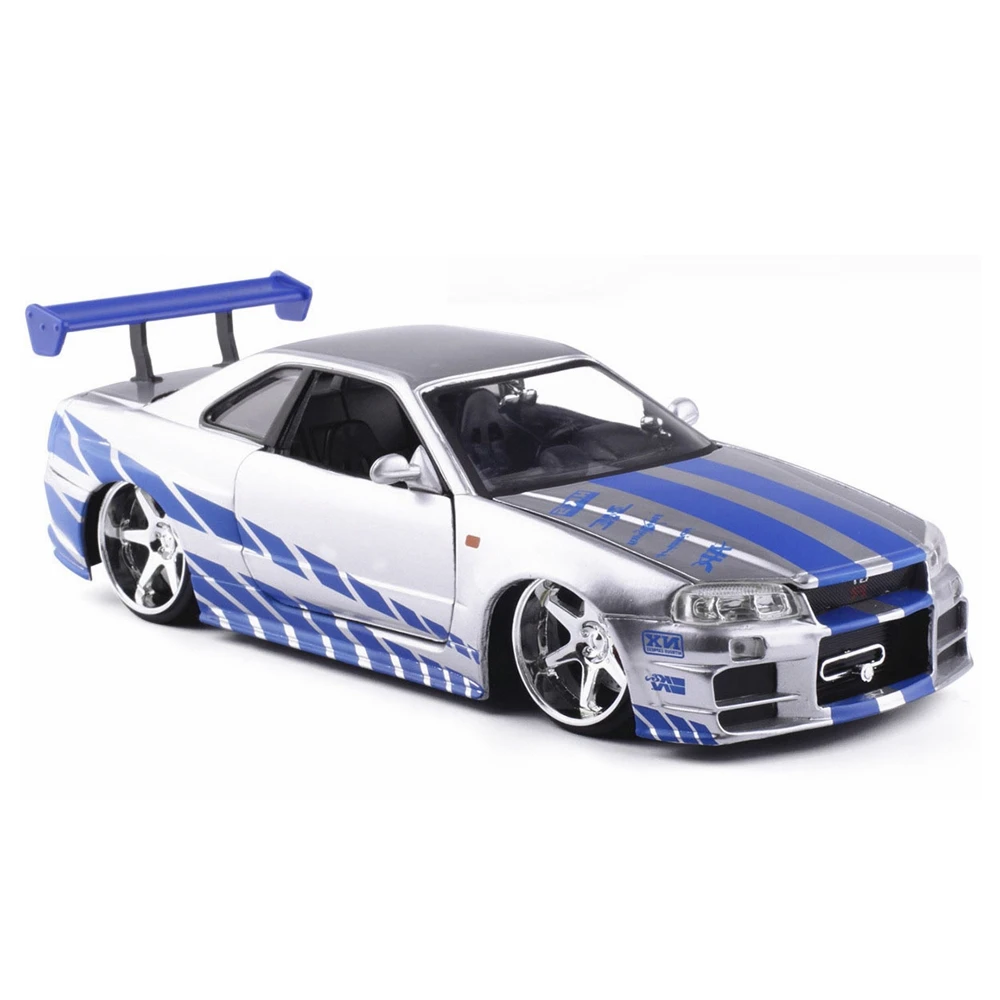 1:24 Scale Fast& Furious Alloy 2002 Nissan Skyline GTR R34 Toy Cars Diecast Model Kids Toys Collection Gifts For Kids