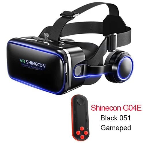 VR Shinecon 6,0 G04E VR очки Google Cardboard 3D очки виртуальной реальности Гарнитура головное крепление для 4,7-6,2 дюймового смартфона - Цвет: 051 black gamepad